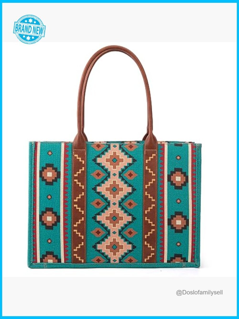 Aztec Tote Bag Boho Shoulder Purse Hobo Handbag Crossbody Turquoise Western - Picture 5 of 6